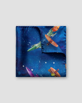 Blue Retro-Future Pocket Square