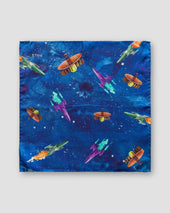 Blue Retro-Future Pocket Square