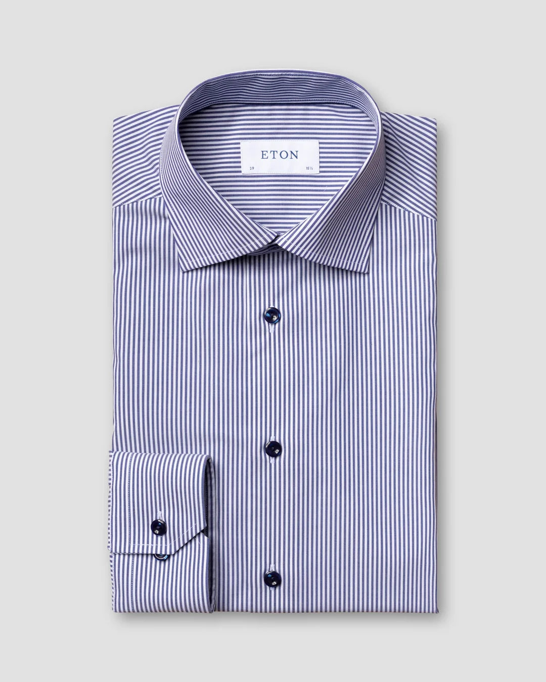 Striped Stretch Shirt Navy Buttons Eton