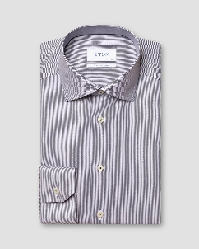 Blue Striped Stretch Twill Shirt - Extra Long Sleeves - Eton