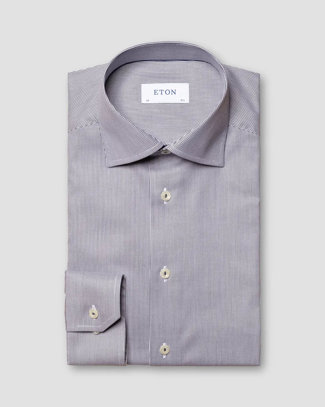 Blau gestreiftes Stretch-Twill-Hemd - Eton