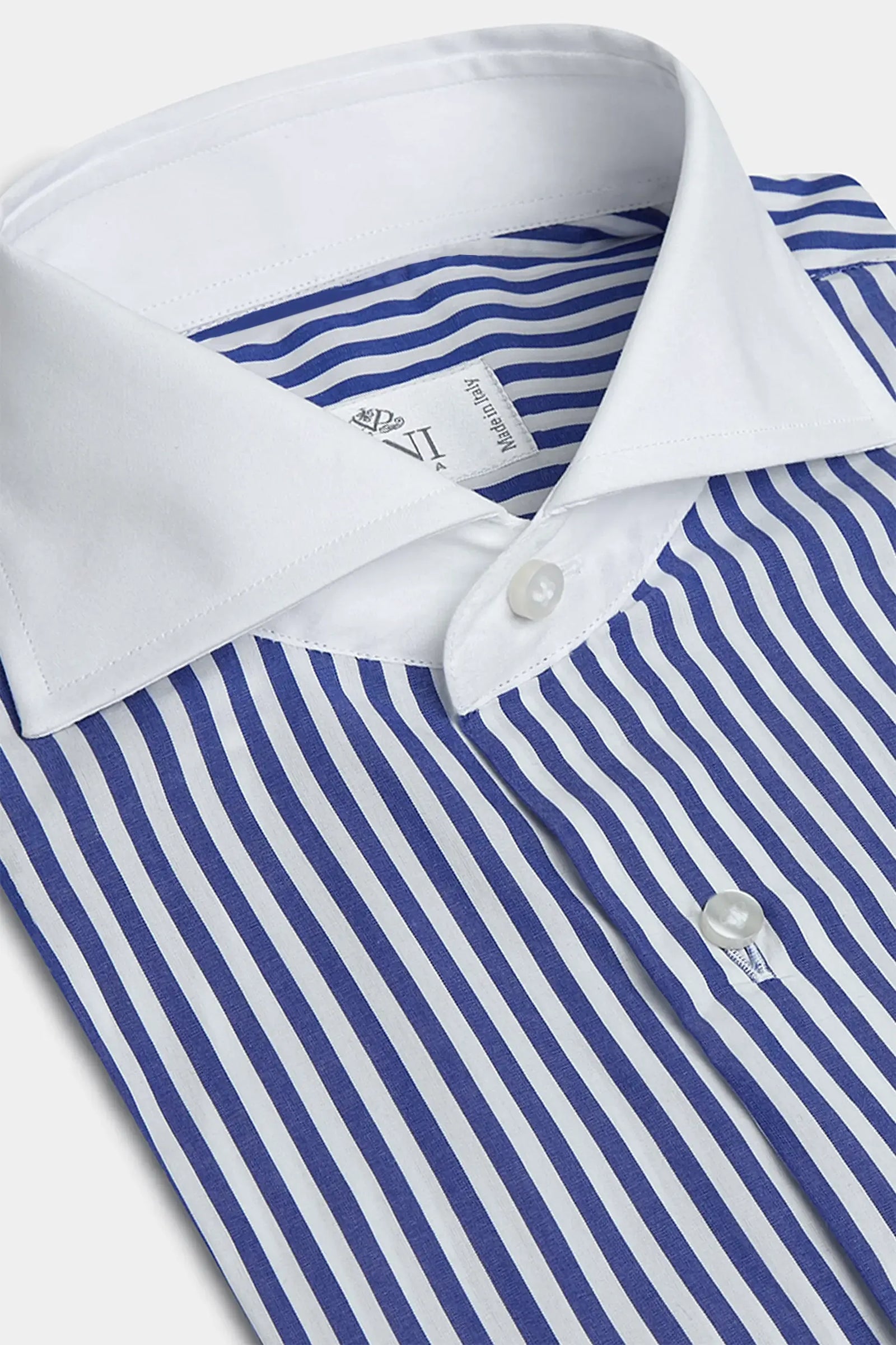 Striped White Collar Shirt Limited Edition Made In Italy