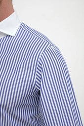 Striped White Collar Shirt Limited Edition Made In Italy