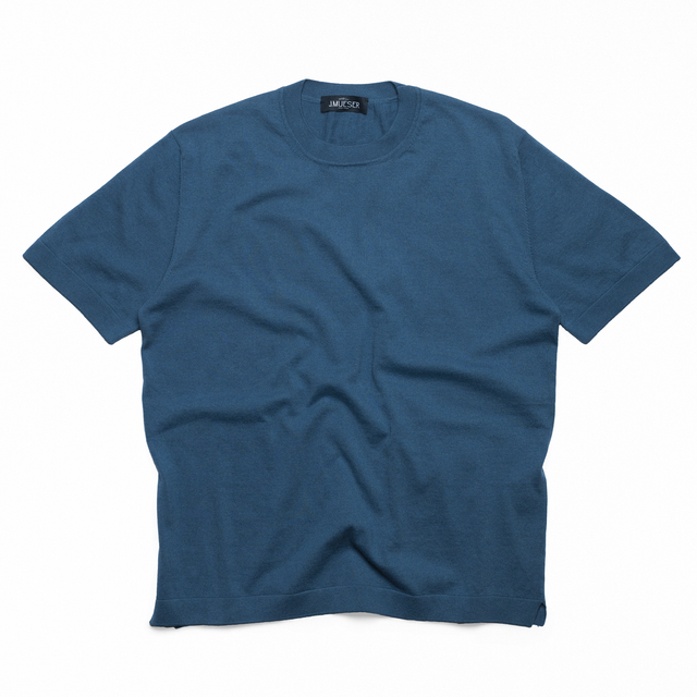 Slate Blue Cotton Knit T-Shirt