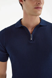 Thin Rib Zipped Polo Made In Italy