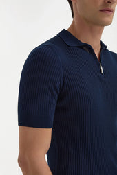 Thin Rib Zipped Polo Made In Italy