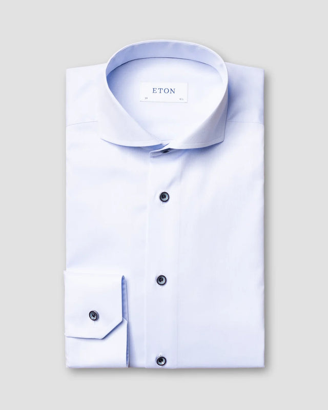 Blue Twill Shirt - Eton