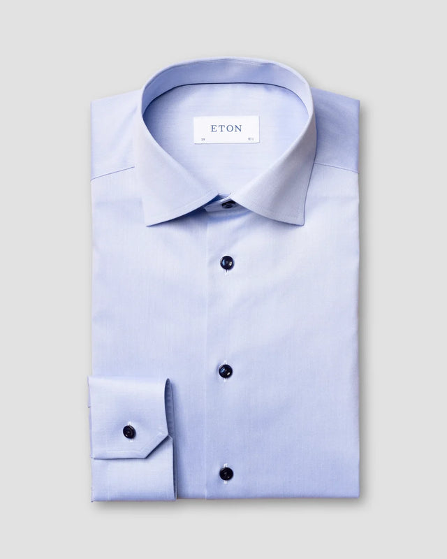 Blaues Signature-Twill Hemd - Navy Details - Eton