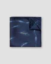 Blue Wheat Print Silk Pocket Square