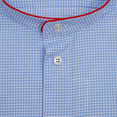 White Check Cotton Nightshirt With Red Piping