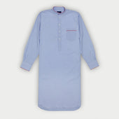 Blue & White Check Cotton Nightshirt with Red Piping