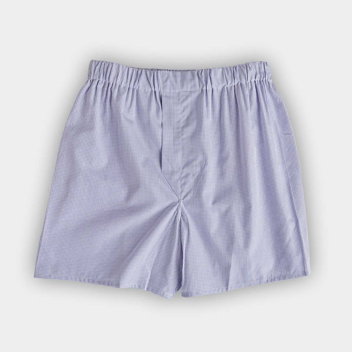 White Check Cotton Poplin Boxer Shorts