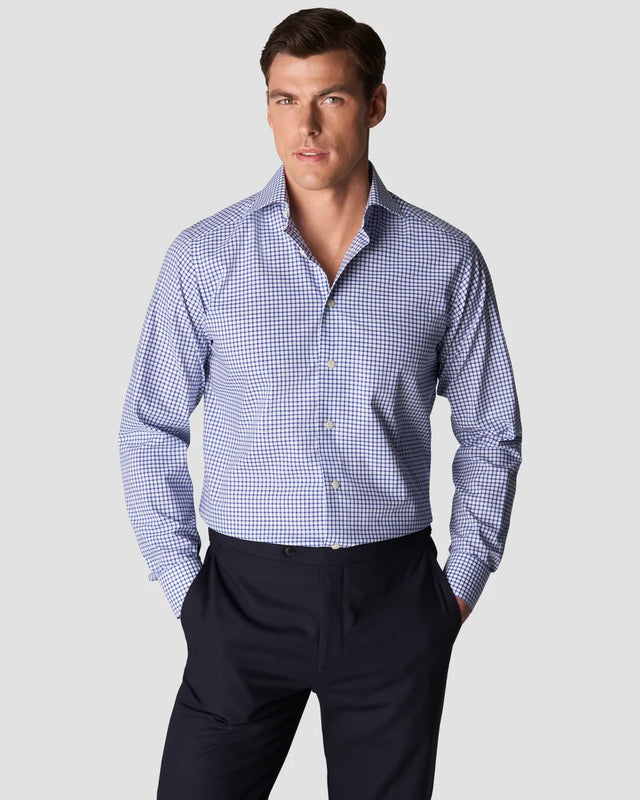 Blau-weiß kariertes Hemd aus Stretch-Twill - Eton