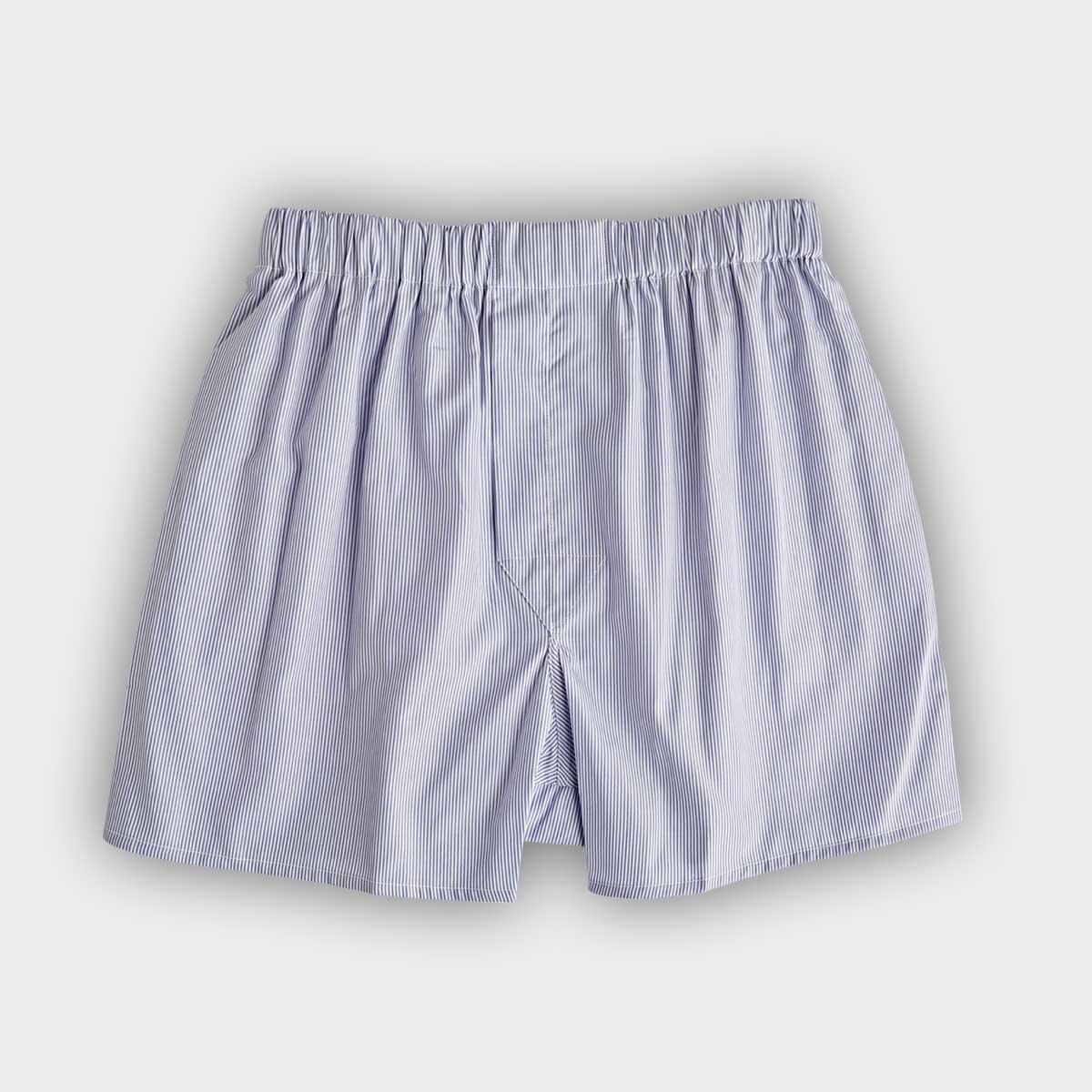 White Fine Bengal Stripe Cotton Poplin Boxer Shorts