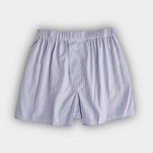 Blue & White Fine Bengal Stripe Cotton Poplin Boxer Shorts