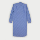 White Fine Stripe Sea Island Quality Cotton Nightshirt With Red Piping