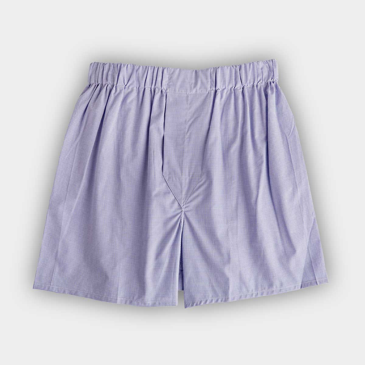White Micro Check Cotton Poplin Boxer Shorts