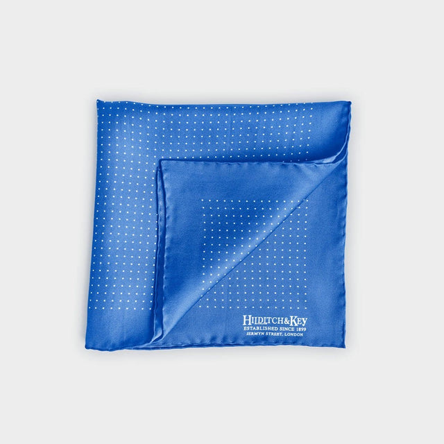 Blue & White Small Spot Silk Pocket Square