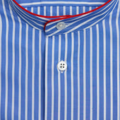 White Stripe Sea Island Cotton Quality Nightshirt With Red Piping