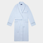 Blue & Green Overcheck Cotton Gown With Navy Piping