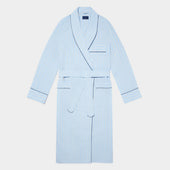 Blue & Yellow Overcheck Cotton Gown with Navy Piping