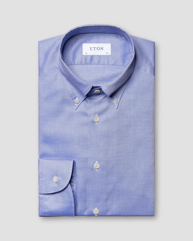 Blue Wrinkle Free Oxford Shirt - Eton