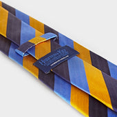 Yellow Navy Block Stripe Silk Tie