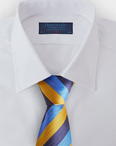 Yellow Navy Block Stripe Silk Tie