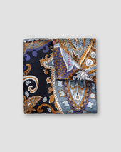 Blue & yellow paisley pocket square