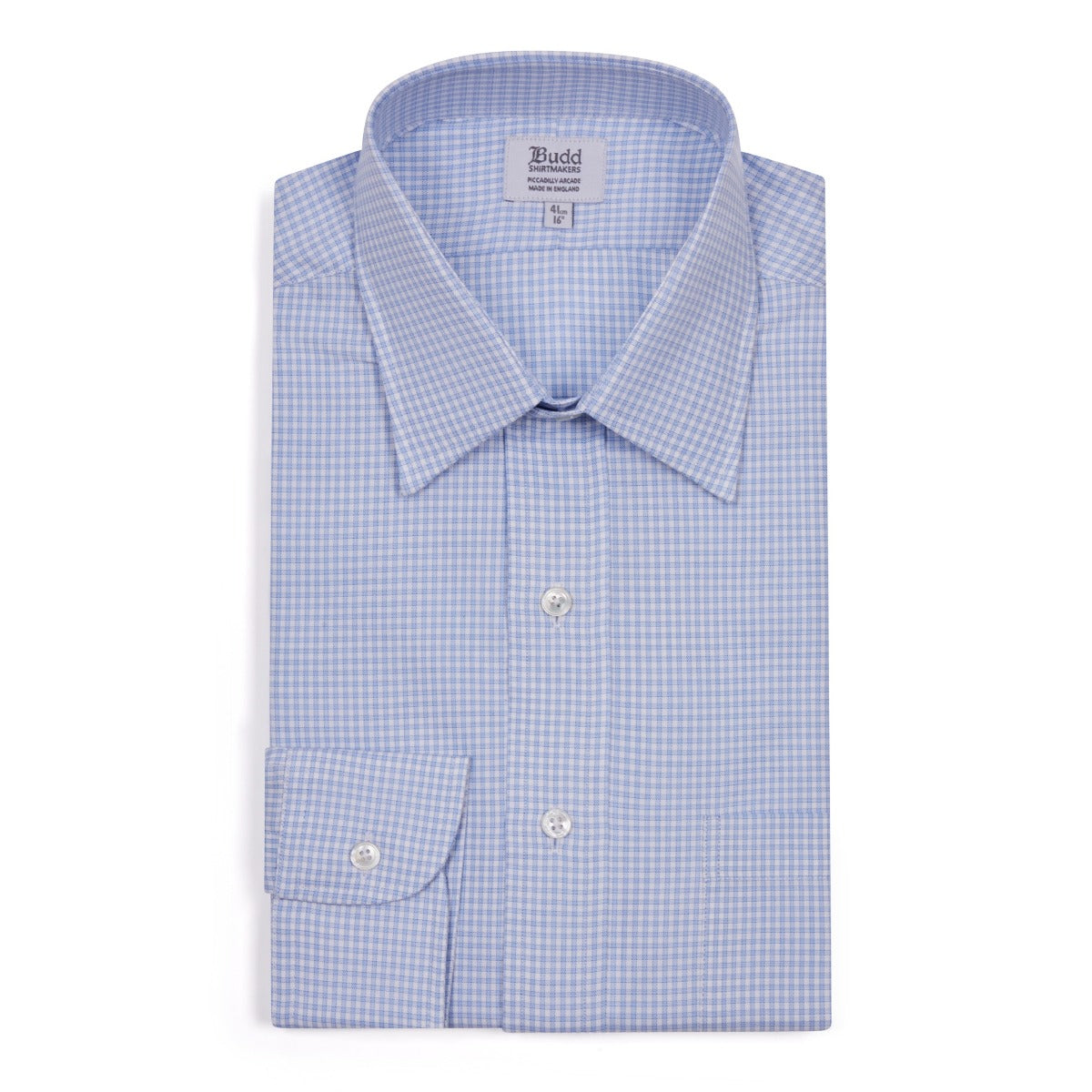 Classic Fit Grid Check Fine Twill Button Cuff Shirt In