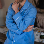 Plain Linen Pyjamas in Blue Lagoon