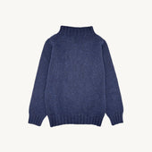 Blue Mogganer Glenugie Nep Funnel Neck Lighthouse Sweater - Jura Navy