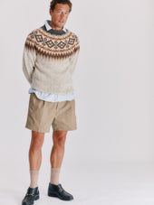 Blue Mogganer Northeaster Fairisle Yoke Chunky Ecology British Wool - Portland Natural