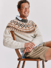 Blue Mogganer Northeaster Fairisle Yoke Chunky Ecology British Wool - Portland Natural