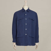 Linen Safari Overshirt In Dark Blue