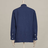Linen Safari Overshirt In Dark Blue