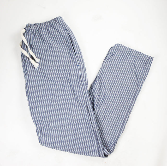 Japanese blue striped linen/cotton drawstring lounge pants