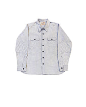 Japanese Blue with yellow/blue/white Stripe 100% Cotton Dustbowl Work Shirt
