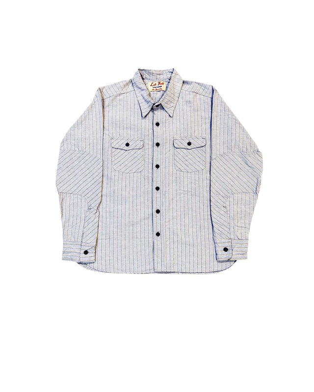 Japanese Blue with yellow/blue/white Stripe 100% Cotton Dustbowl Work Shirt