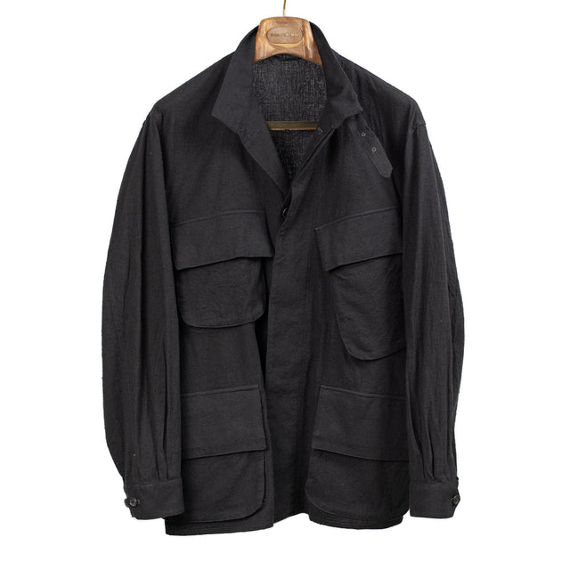 Riders' jacket in black nepped silk and cotton