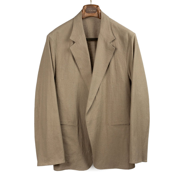 Cardigan jacket in beige nepped silk and cotton