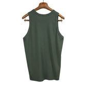 Tank Top In Green Finely Ribbed Cotton