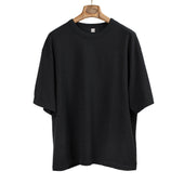 Crewneck tee in black nepped cotton and silk