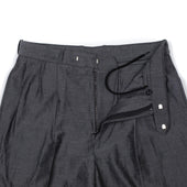 Two Pleat Trousers In Grey Silk Wool And Cotton