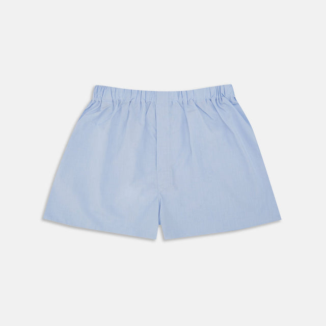 Plain Blue Sea Island Quality Cotton Boxer Shorts