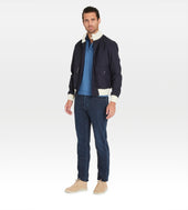 Bombers En Laine Bleu Nuit Blanc Cass
