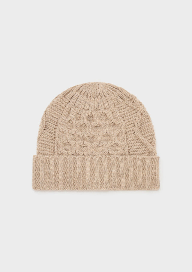 Bonnet en maille torsadée unie beige