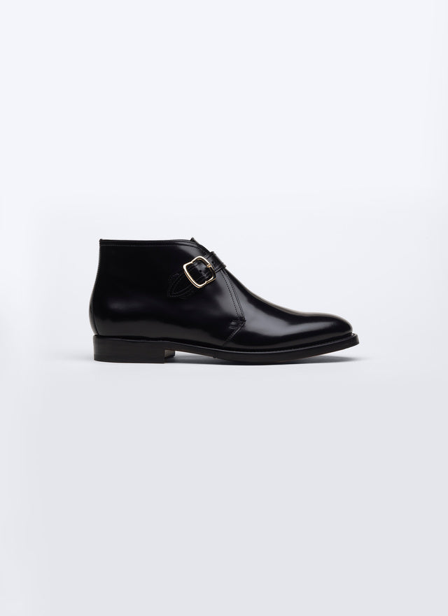 Leather buckle ankle boots