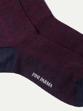 Bordeaux Herringbone Short Socks Made In Italy