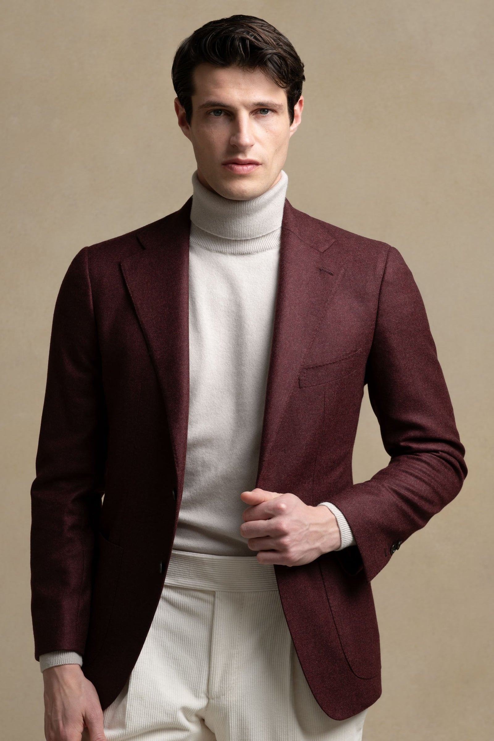 Bordeaux Jacket In Wool And Cashmere Made In Italy